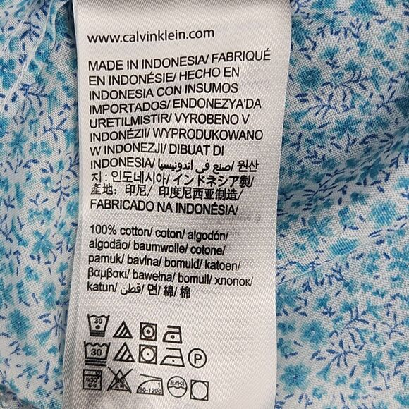 Calvin Klein Button Up Down Shirt Womens Size XXL Blue Floral Flower Office Work - Picture 6 of 7